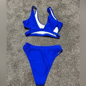 Bright blue high waisted bikini